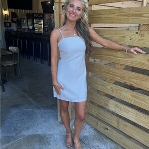Lulu's Light Gray Square-Neck Mini Dress